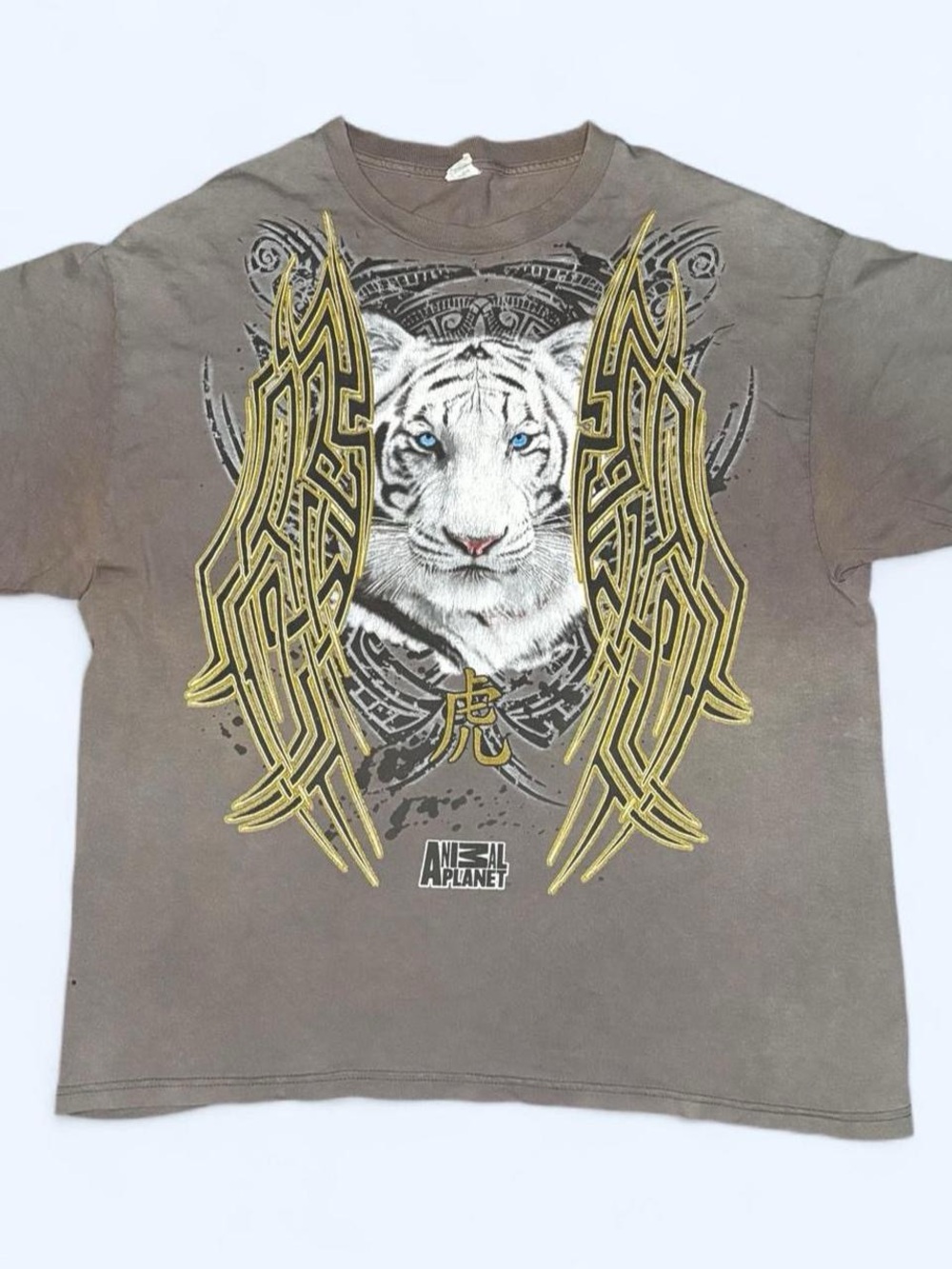 Vintage Animal Planet White Tiger T Shirt XL Y2K Tribal Delta Pro Weight